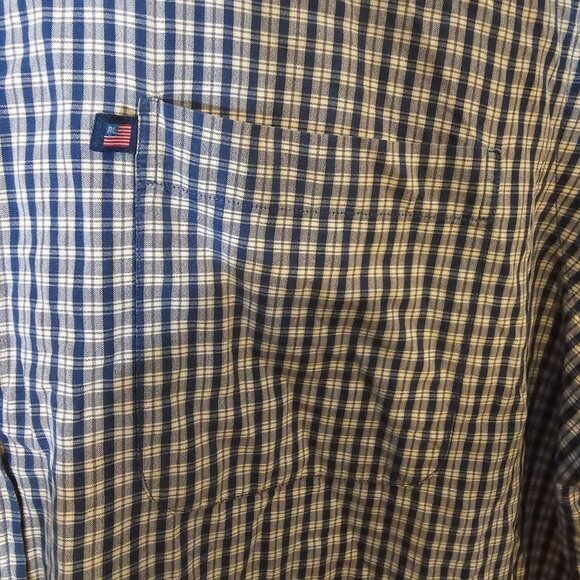 Ralph Lauren Jeans Company Button Down Shirt XL Men's Short Sleeve Blue Cream - Picture 5 of 5